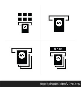 cash machine and stack of dollars icons. Vector money Icon design