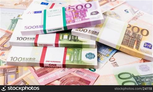 cash money. euro bills. Euro currency money