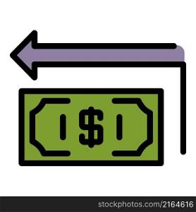 Cash money trasnfer icon. Outline cash money trasnfer vector icon color flat isolated. Cash money trasnfer icon color outline vector