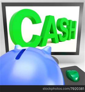 Cash On Monitor Showing Finances And Money Loans