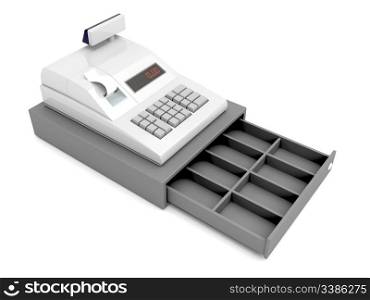 Cash register with opened empty drawer