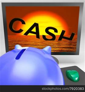 Cash Sinking On Monitor Showing Monetary Crisis Or Depression