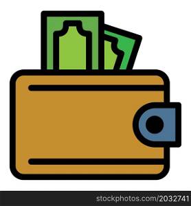 Cash wallet icon. Outline cash wallet vector icon color flat isolated. Cash wallet icon color outline vector
