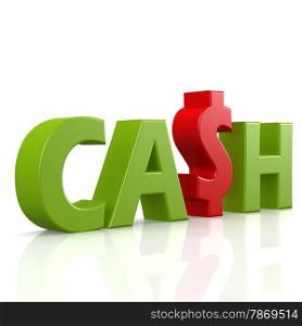 Cash word in green image with hi-res rendered artwork that could be used for any graphic design.. Cash word in green