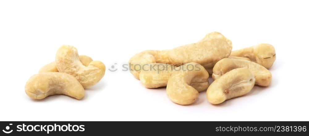 cashew nuts heap on white background