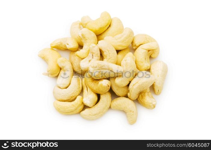 Cashew nuts isolated on the white background