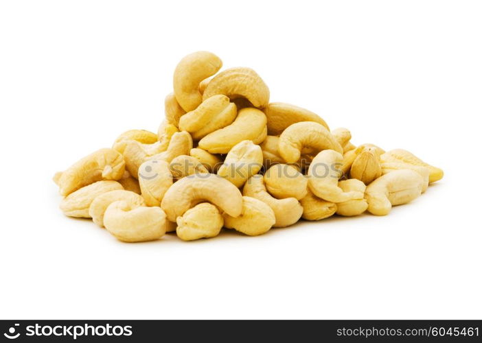 Cashew nuts isolated on the white background