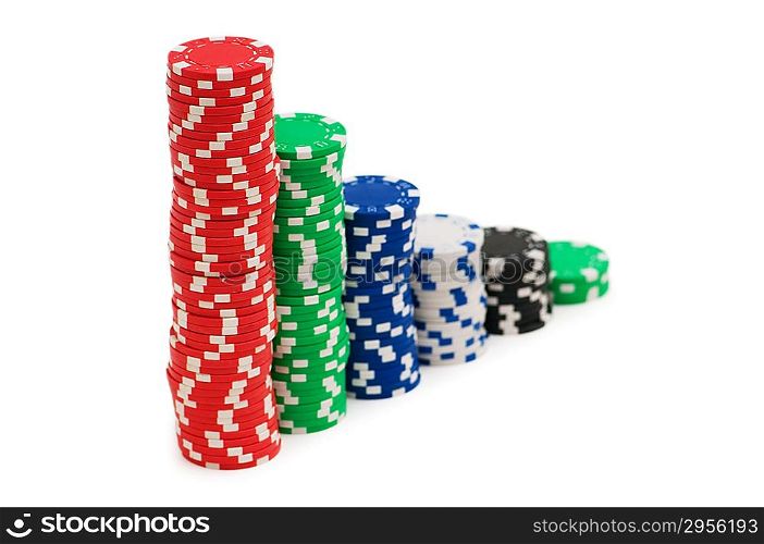 Casino chips isolated on the white