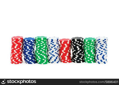 Casino chips isolated on the white