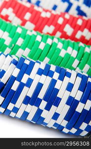 Casino chips isolated on the white background