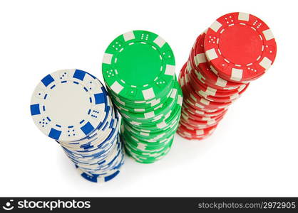 Casino chips isolated on the white background