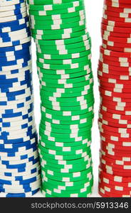 Casino chips isolated on the white background