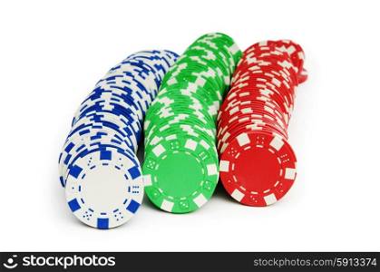 Casino chips isolated on the white background