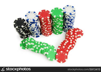 Casino chips isolated on the white background