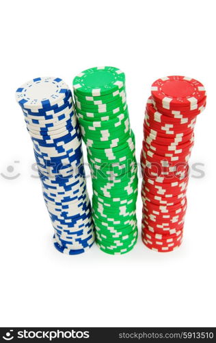 Casino chips isolated on the white background