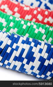 Casino chips isolated on the white background