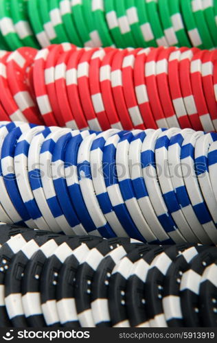 Casino chips isolated on the white background