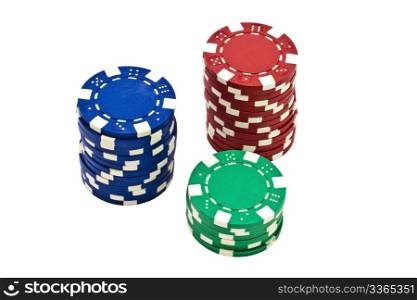Casino chips isolated on white background