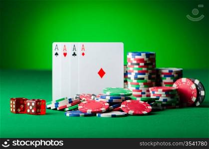 Casino concept with chips and cards