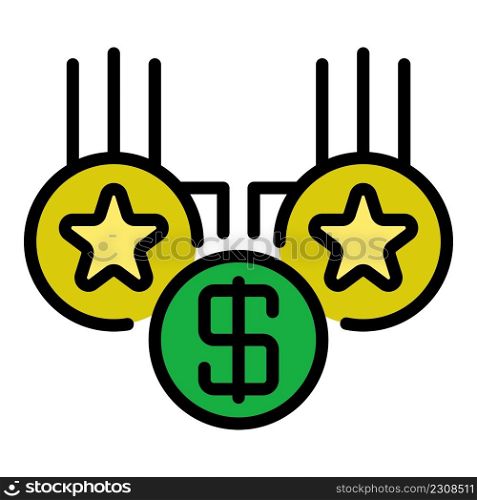 Casino money bonus icon. Outline casino money bonus vector icon color flat isolated. Casino money bonus icon color outline vector