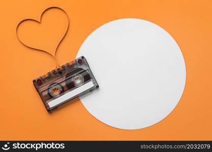 cassette tape with magnetic recording film heart shape