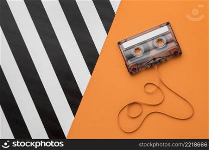 cassette tape with magnetic recording film top view