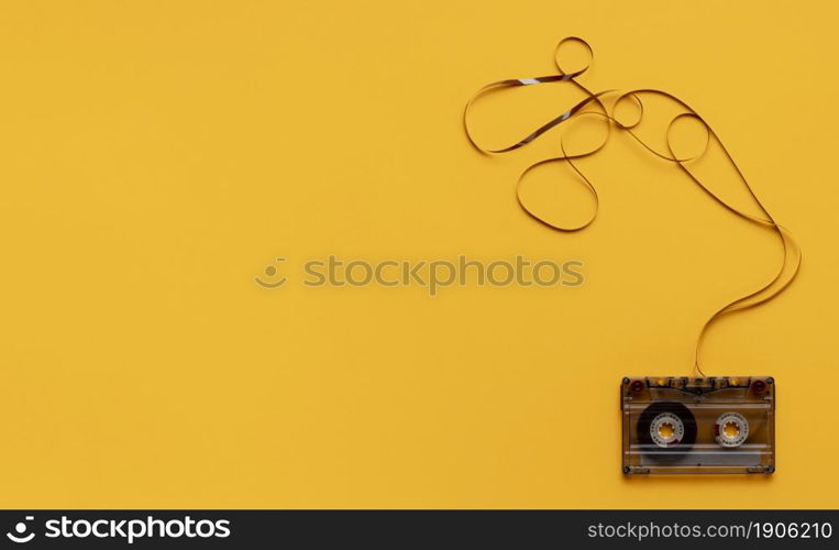 cassette tape yellow background. High resolution photo. cassette tape yellow background. High quality photo