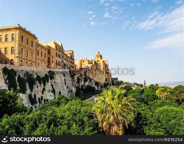 Casteddu (meaning Castle quarter) in Cagliari (hdr). Castello quarter aka Casteddu e susu (meaning Upper Castle in Sard) old medieval town city centre in Cagliari, Italy (vibrant high dynamic range)