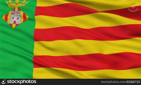 Castello La Plana City Flag, Country Spain, Closeup View. Castello La Plana City Flag, Spain, Closeup View
