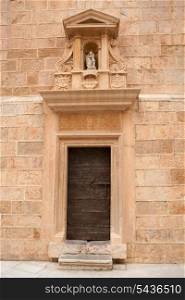 Castellon el Fadri tower door in Plaza Mayor square at Valencia community Spain