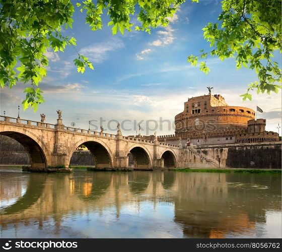 Castle and bridge of Angels in Italy, Rome