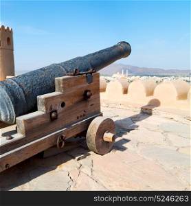 castle and cannon near the wall in oman muscat the old