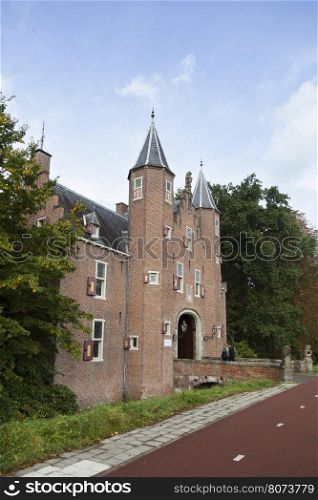 castle entrance to business university nyebrode in the dutch village of Breukelen