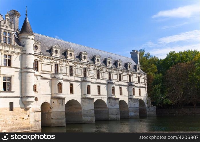 castle of a valley of the river Loire. France. Chateau de Chenonceau