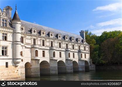 castle of a valley of the river Loire. France. Chateau de Chenonceau