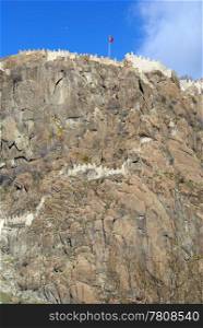 Castle on the topn of rock in Afyon, Turkey