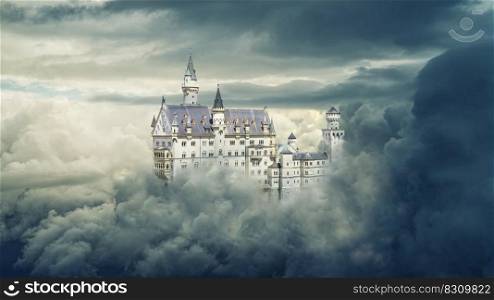 castle sky fantasy clouds
