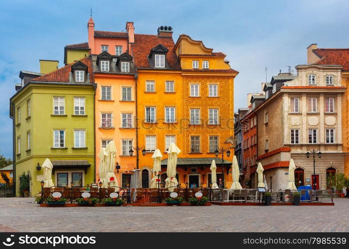 Castle Square in the morning, Warsaw Old town, Poland.