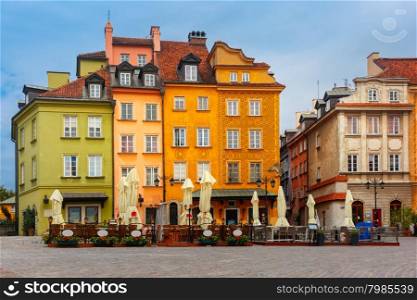 Castle Square in the morning, Warsaw Old town, Poland.