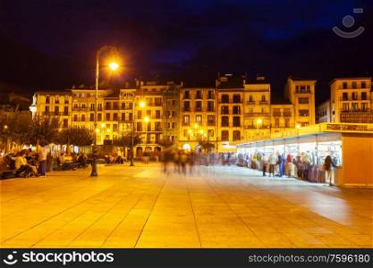 Castle Square or Plaza del Castillo in Pamplona city centre, Navarre region of Spain