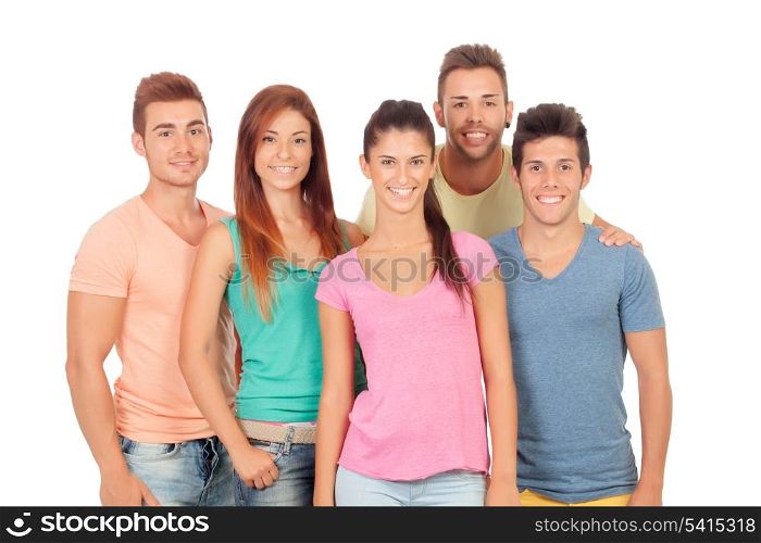 Casual group of friends isolated on white background