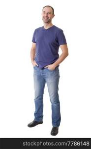 casual man full body in a white background