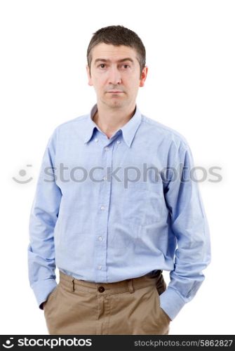 casual man portrait, isolated on white