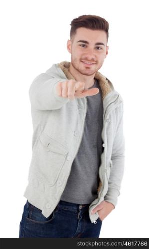 Casual men saying Ok isolated on a white background