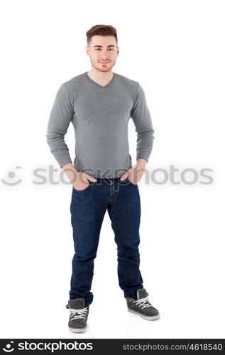 Casual men standing isolated on a white background