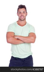 Casual strong men isolated on a white background