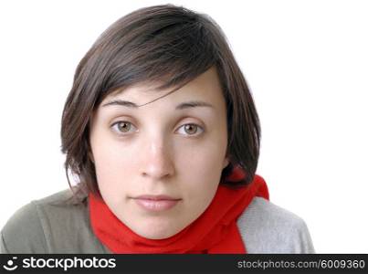casual woman portrait over a white background