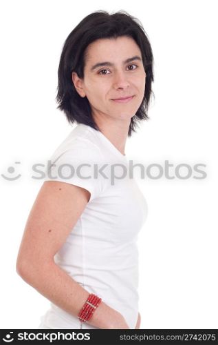 casual woman portrait posing isolated on white background