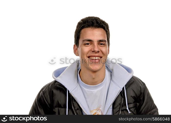 casual young man portrait in white background
