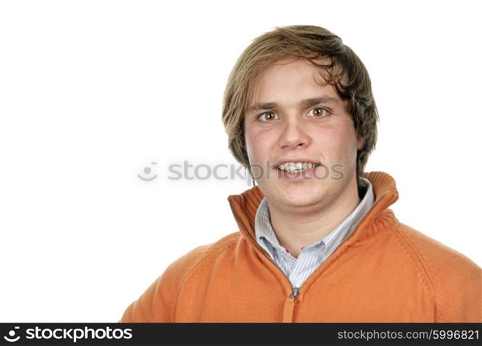 casual young man portrait in white background